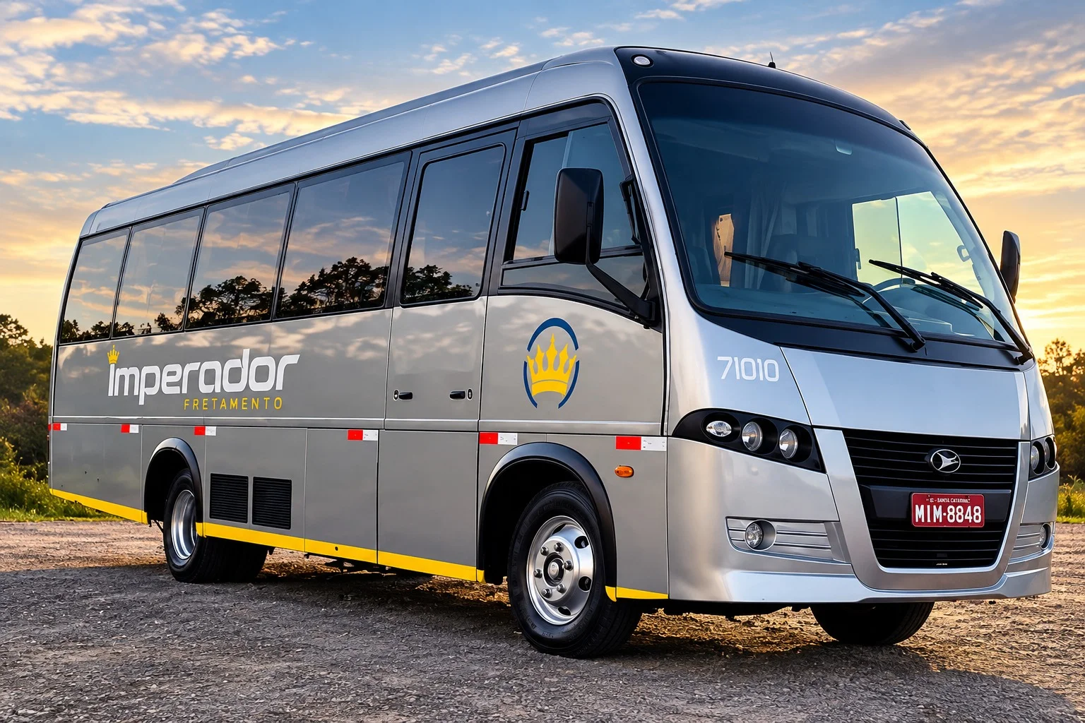 Micro-ônibus 71010 da Imperador, de frente