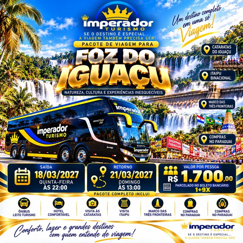 Arte do pacote Foz do Iguaçu, 18 a 21 de março de 2027
